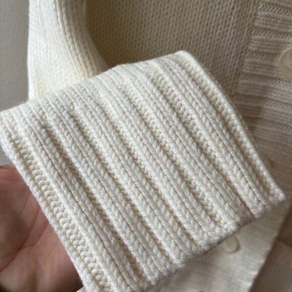 Old Navy Sz S Oversized Funnel Neck Rib Knit Cream Sweater Coat Pockets - Picture 6 of 8